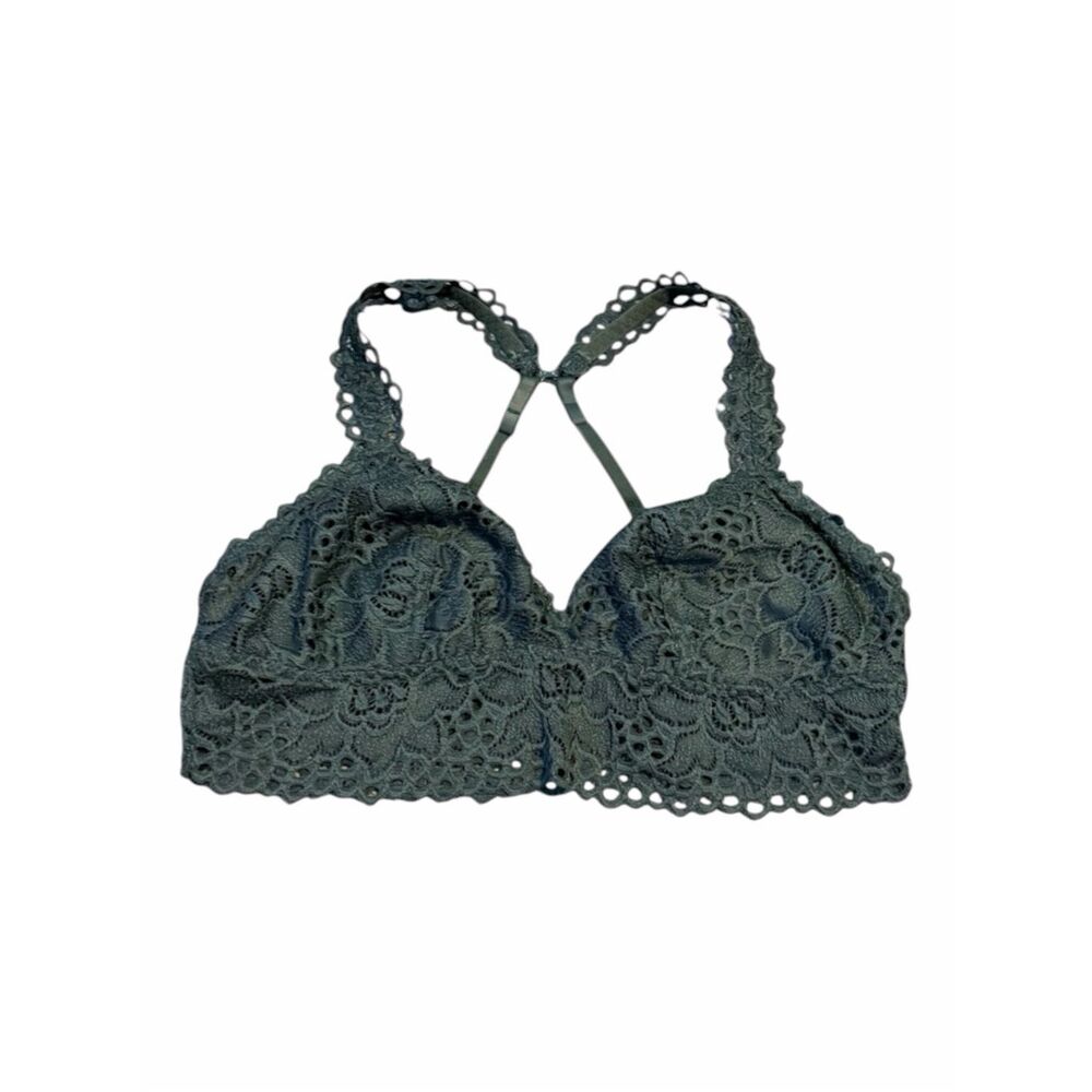 AERIE Green Eyelash Lace Racerback Bralette Size Medium